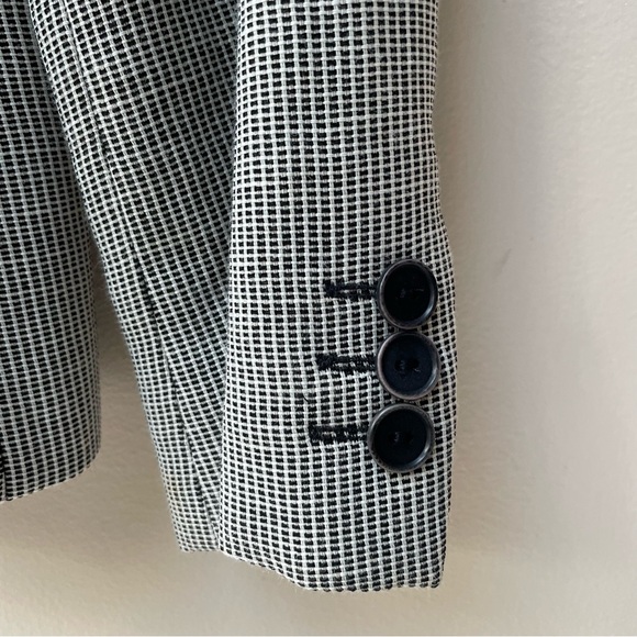 Max Mara Made in Italy Wool Linen Blend Gray Black White Textured Blazer Size 10 - Picture 8 of 9